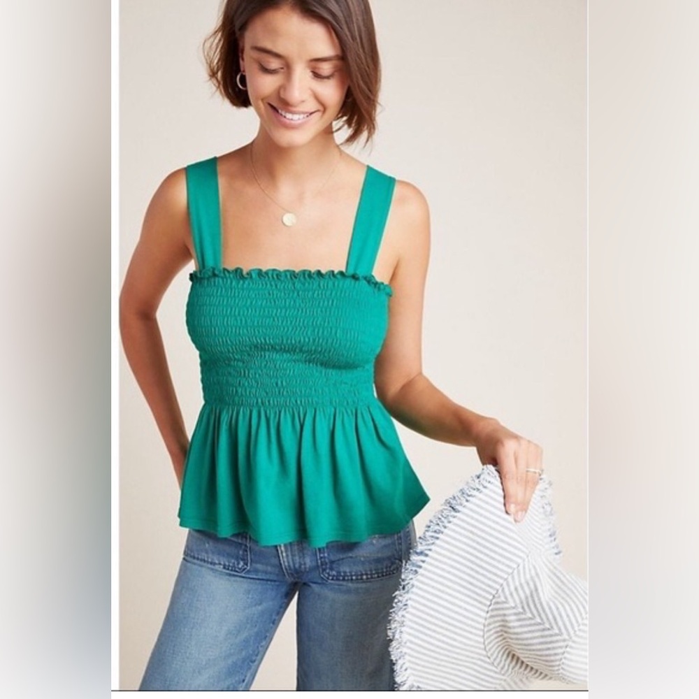 Anthropologie T.la Smocked peplum top